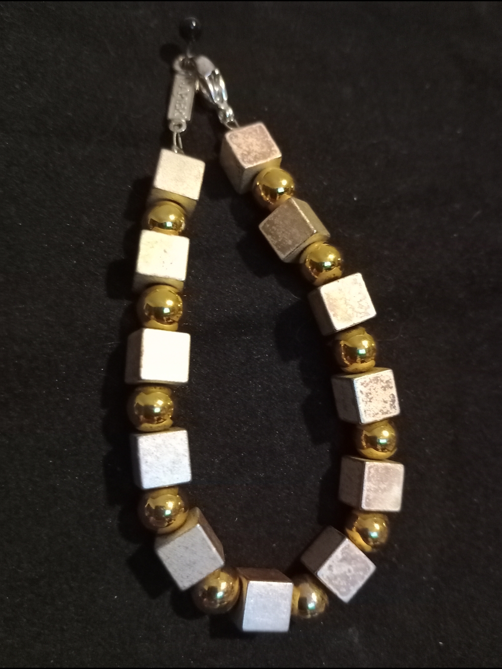 Napier Gold and Silver Cube Bead Bracelet - Women's Fashion Jewelry
